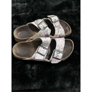 Papillio Birkenstock Sandals Brown Floral Pattern Unisex L7 M5